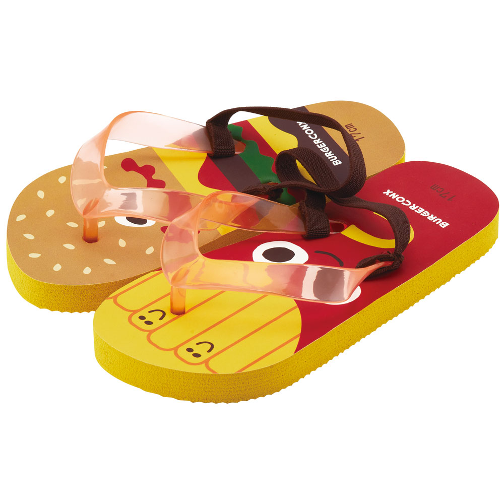 ビーチサンダル キッズ 17cm 子供 キャラクター サンダル 夏用 痛くない skater スケーター SDBE17 23年 バーガーコンクス 23年 BURGER CONX 男の子 女の子【17 ビーサン子ども 海 プール ゴムバンド付き 子供用 ギフト】