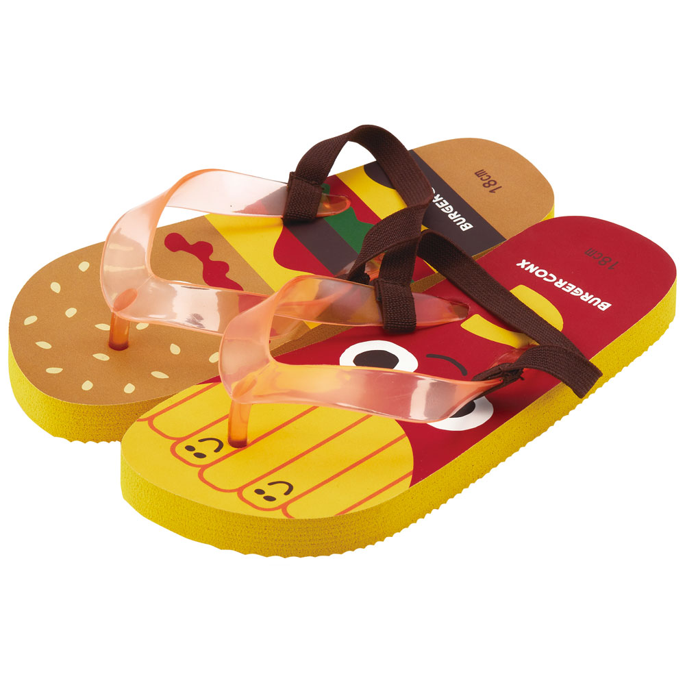 ビーチサンダル キッズ 18cm 子供 キャラクター サンダル 夏用 痛くない skater スケーター SDBE18 23年 バーガーコンクス BURGER CONX 男の子 女の子【18 ビーサン子ども 海 プール ゴムバンド付き 子供用 夏 プレゼント】