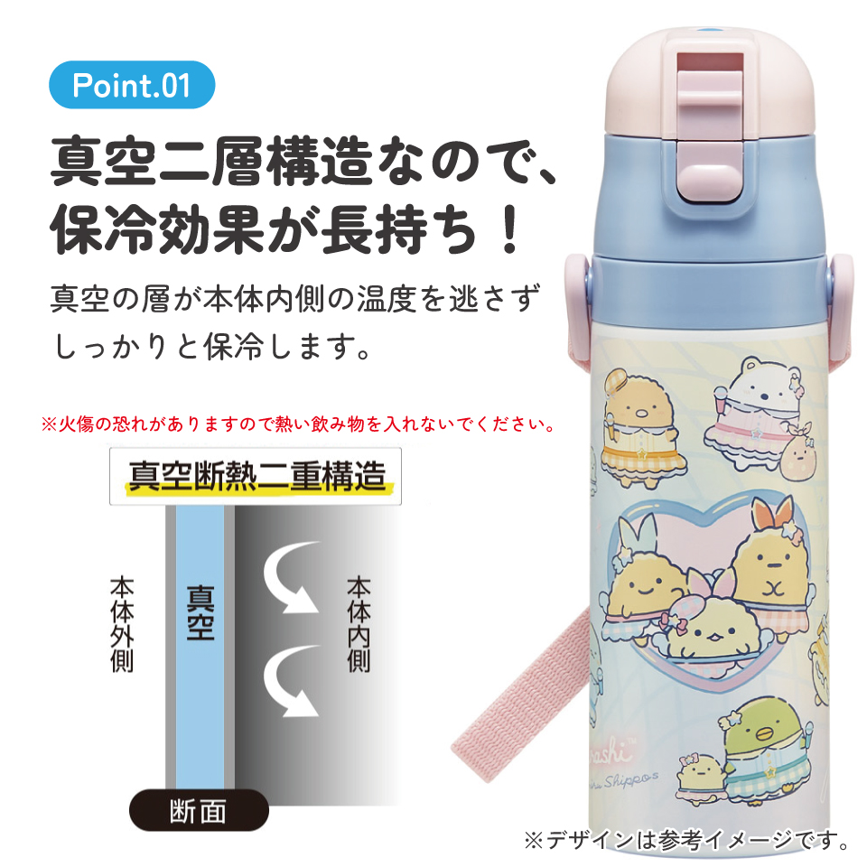 【送料無料】子供用 470ml 直飲み ダイレクト ステンレスボトル skater SDC4 すみっコぐらし 夢みるしっぽず
