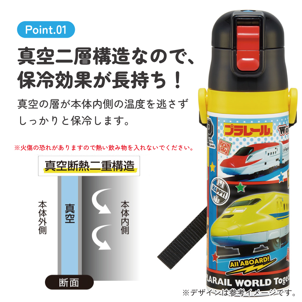 【送料無料】スケーター 水筒 子供 470ml 直飲み ダイレクト キッズ ステンレスボトル skater SDC4 プラレール 26年 Plarail 電車 新幹線 男の子 男子【幼稚園 キャラクター ワンタッチ こども 保冷 ショルダーベルト付き 子ども】
