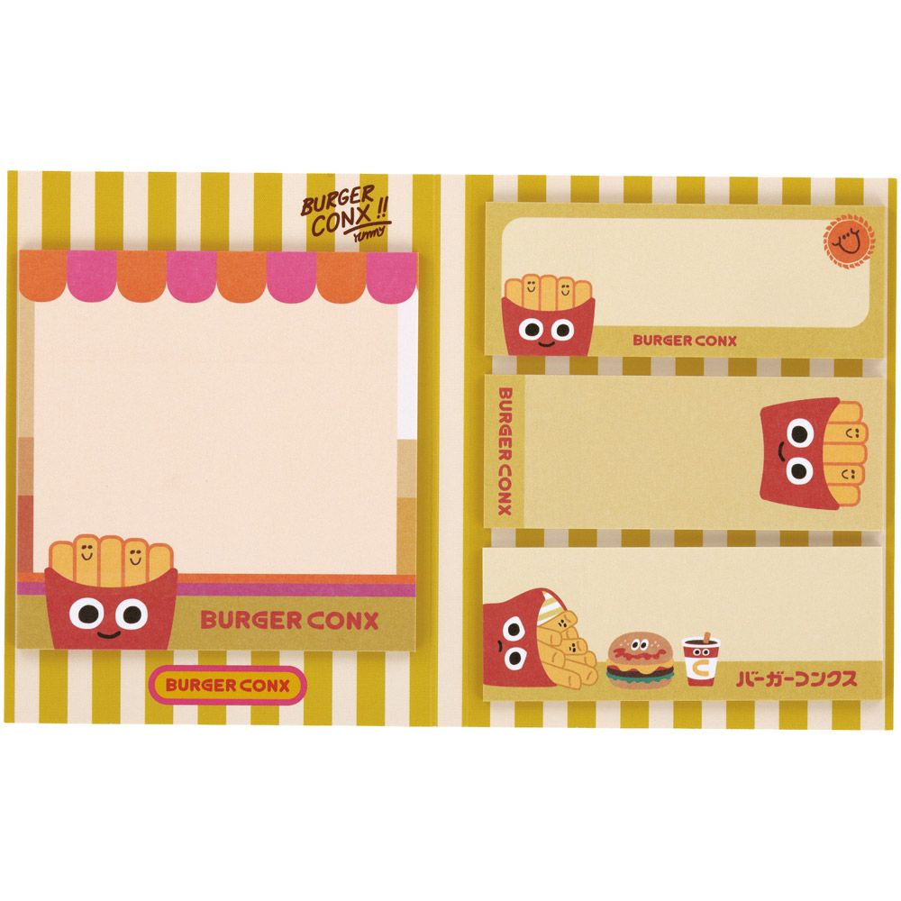 スケーター 付箋 セット ふせん 文具 文房具 学校 職場 かわいい キャラクター ブック型 skater SFSE1 ポテト バーガーコンクス BURGER CONX 男の子 女の子【伝言 連絡 メモ 4柄 2サイズ】