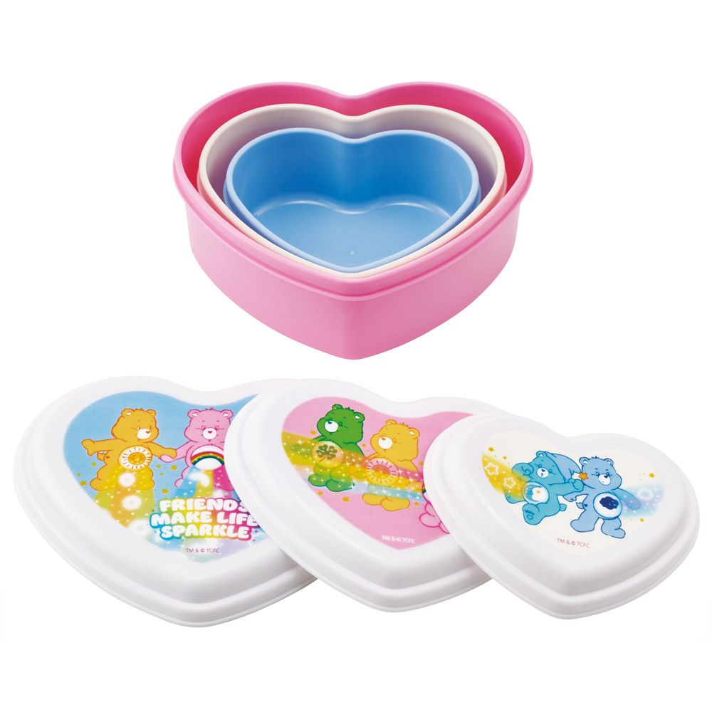 スケーター シール 容器 3個 セット ハート型 入れ子式 ふわっと お弁当箱 ランチボックス skater SHTS3 Care Bears ケアベア くま カラフル キャラクター【弁当 ランチ ふんわり 小物入れ かわいい 通勤 通学 学生】