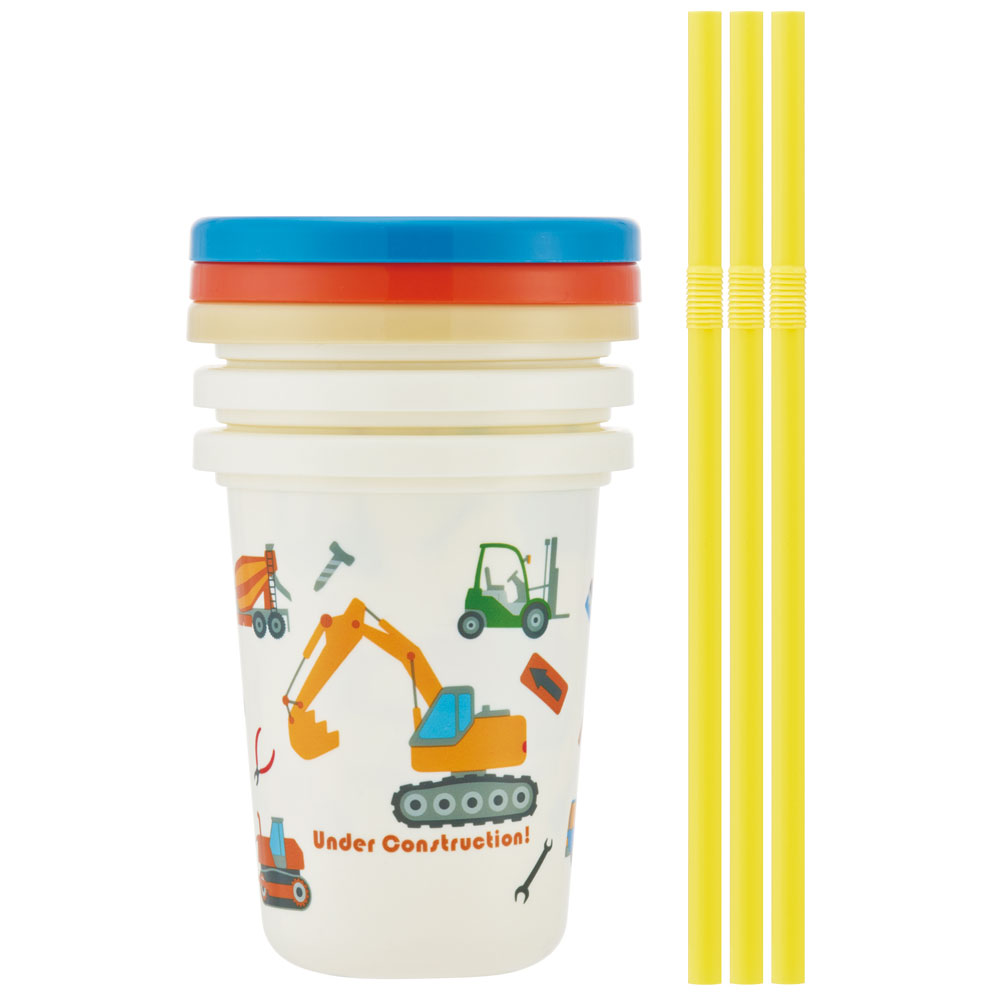 ストロー付タンブラー 230ml/3個セットはたらくクルマ/SIH2ST_4973307599927/スケーター