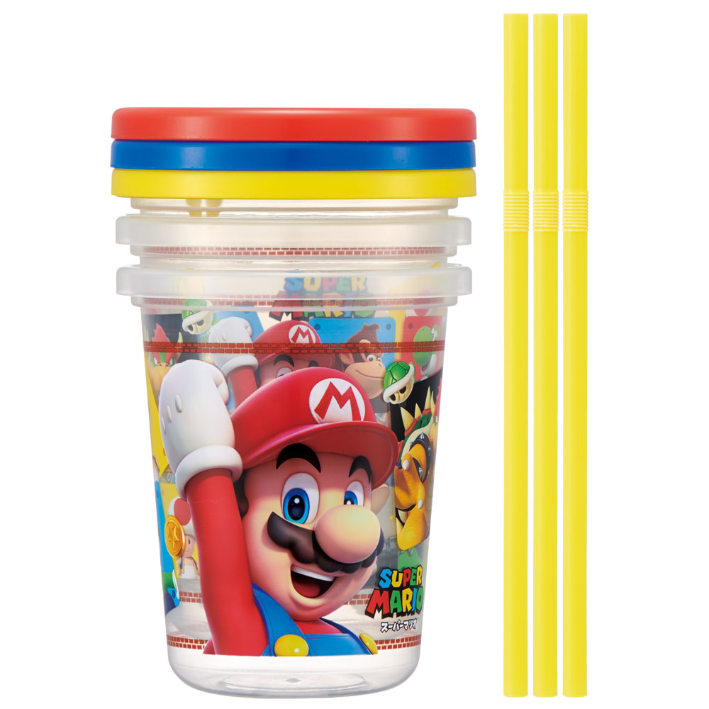 ストロー付タンブラー 320ml/3個セットスーパーマリオ23/SIH3ST_4973307622298/スケーター
