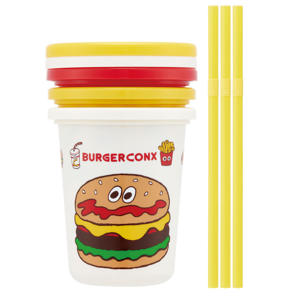 ストロー付タンブラー 320ml/3個セットバーガーフレンズ/SIH3ST_4973307673139/スケーター