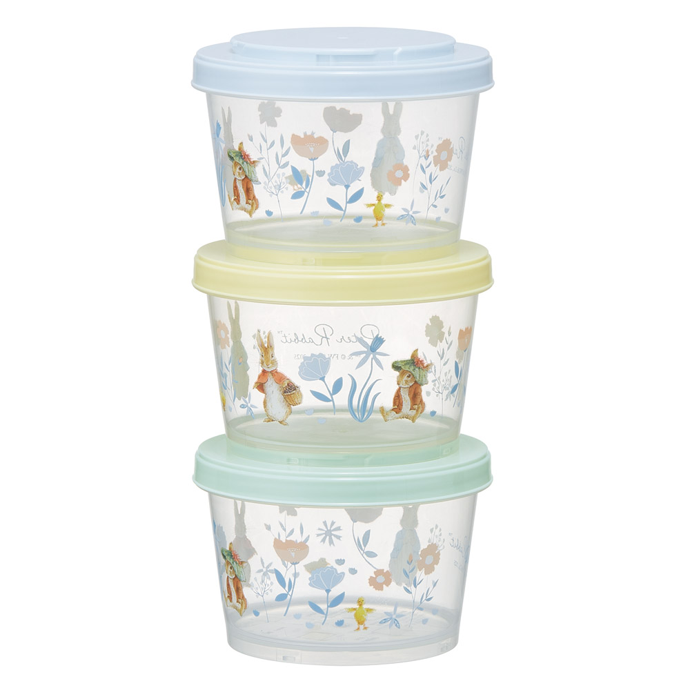 カチっとスタッキングができるプラスチック容器 3段/720ml(3コ) ピーターラビット(シトロン)/SIJ3_4973307600845
