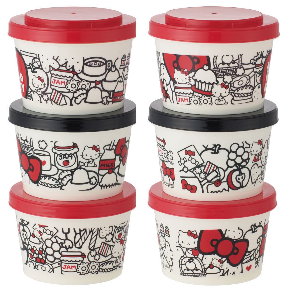 カチっとスタッキングができるプラスチック容器 3段/720ml(3コ) ハローキティ FoodRed/SIJ3_4973307677229
