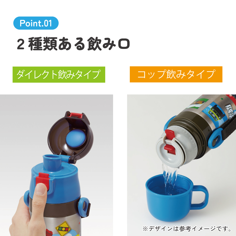 【送料無料】スケーター 水筒 子供 2WAY 直飲み 470ml コップ飲み 430ml ステンレス 保冷 ワンタッチ skater SKDC4 トミカ 26年 tomica 車 くるま 男の子【幼稚園 キッズ 軽い キャラクター 紐 ショルダーベルト 付き ワンプッシュ】