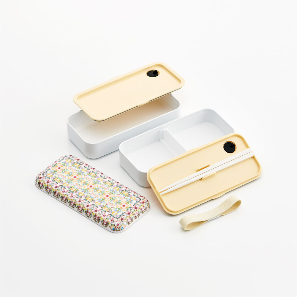 お弁当箱 2段 600ml 弁当箱 ランチボックス 二段 食洗機対応 メラミン製フタ skater スケーター SLBW6M 天平文様 夢幻 薄紅 和柄 男性 女性 メンズ レディース