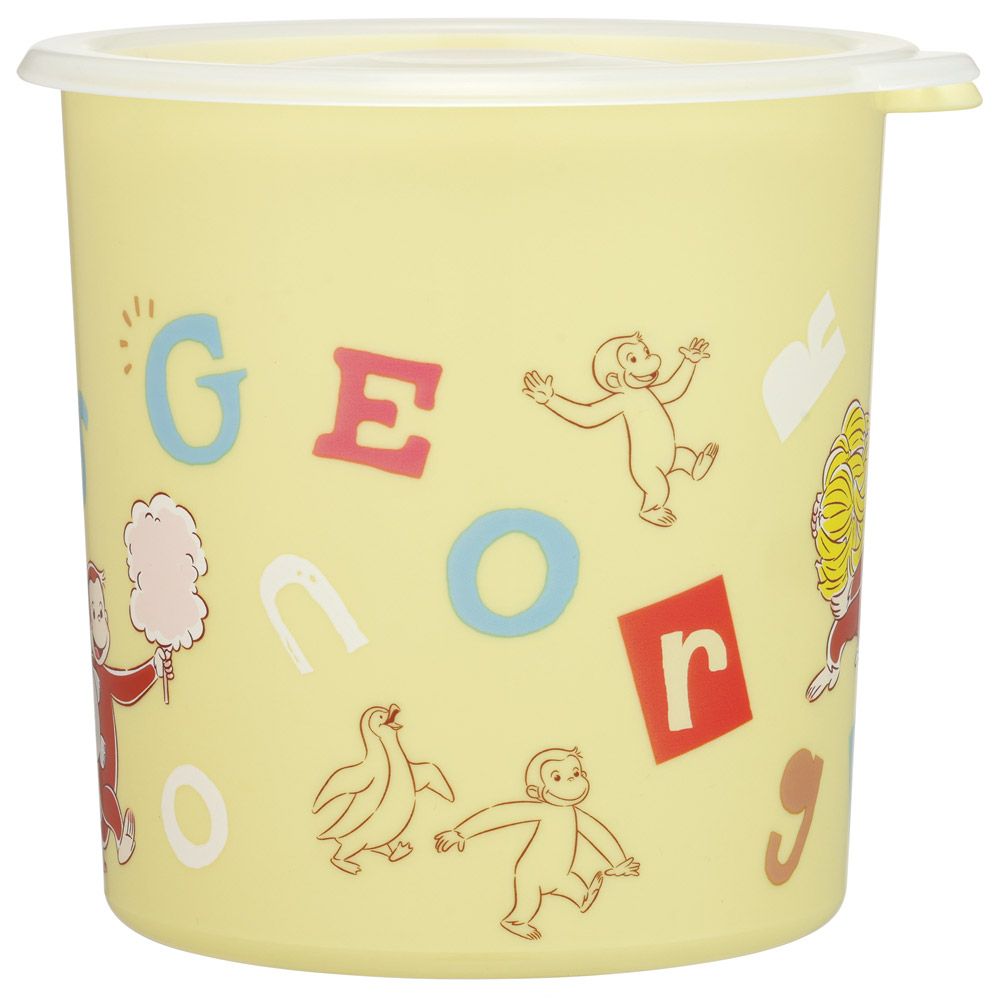 スケーター ワンタッチ 密閉 保存容器 L 1000ml プラスチック 日本製 蓋付き 食品保存 軽い skater SOT10 おさるのジョージ アルファベット ひとまねこざる【密閉容器 おしゃれ 食品保存容器 ワンプッシュ レンジ可】