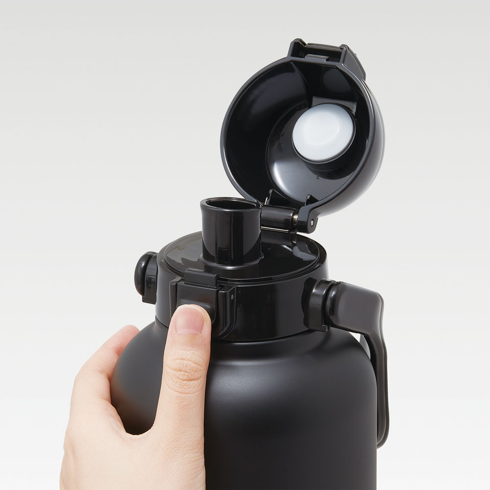 ハンドル付き ワンプッシュ 直飲み 水筒 2L 2000ml 持ち手 ステンレス ボトル skater スケーター STD20H ブラック 黒 男の子 女の子 男子 女子 メンズ