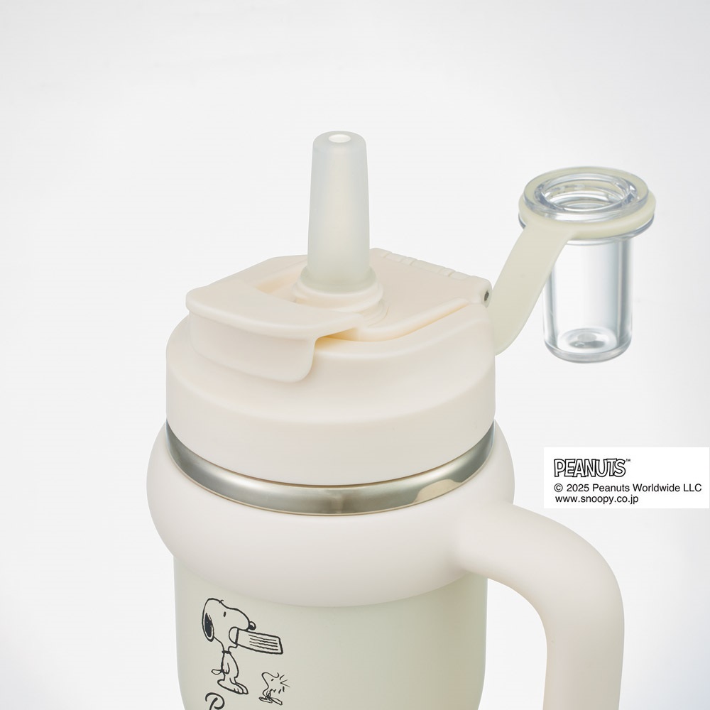 スケーター ハンドル付 タンブラー 570ml ストロー ステンレス ボトル 保温 保冷 直飲み 2WAY skater STSTB6 スヌーピー SNOOPY ピーナッツ 女性 レディース【子供 キッズ 大人 真空二重構造 持ち手付き】