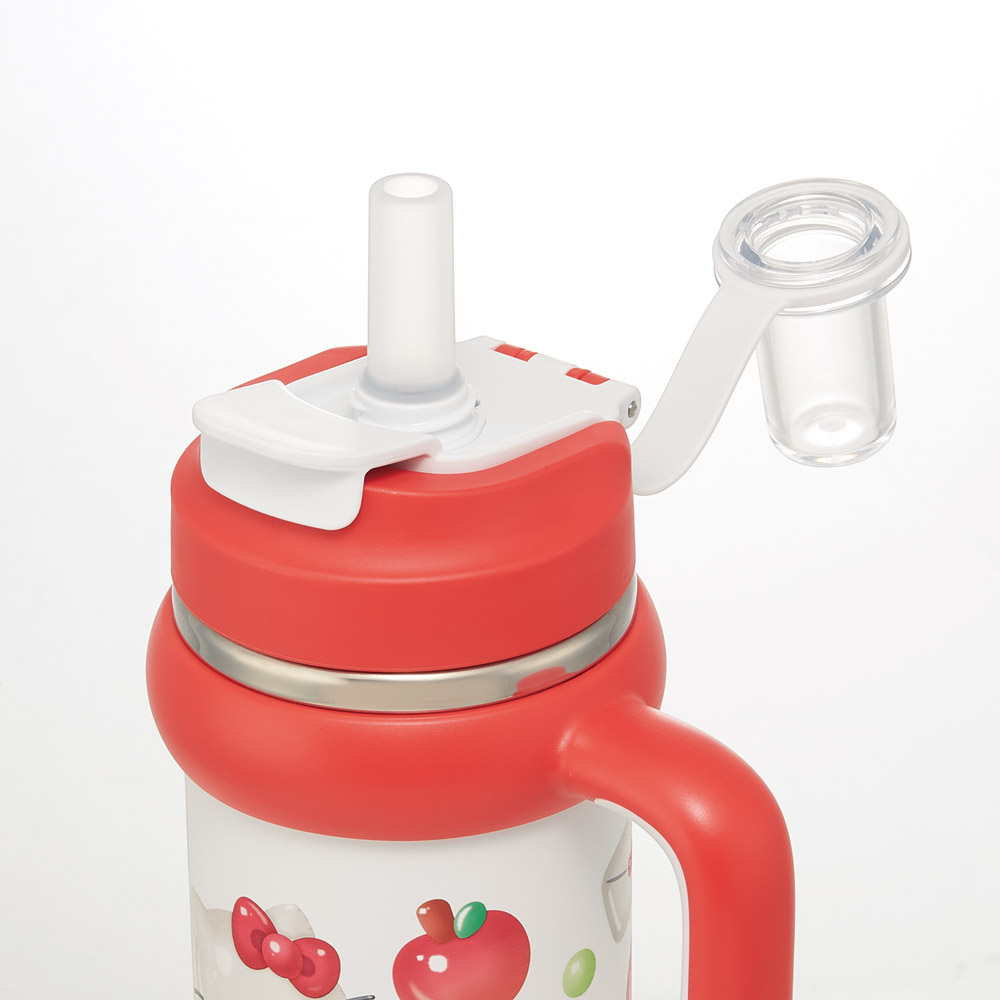 スケーター ハンドル付 タンブラー 830ml ストロー ステンレス ボトル 保温 保冷 直飲み 2WAY skater STSTB9 キティ ハローキティ キティちゃん サンリオ 女の子【子供 キッズ 大人 真空二重構造 持ち手付き】