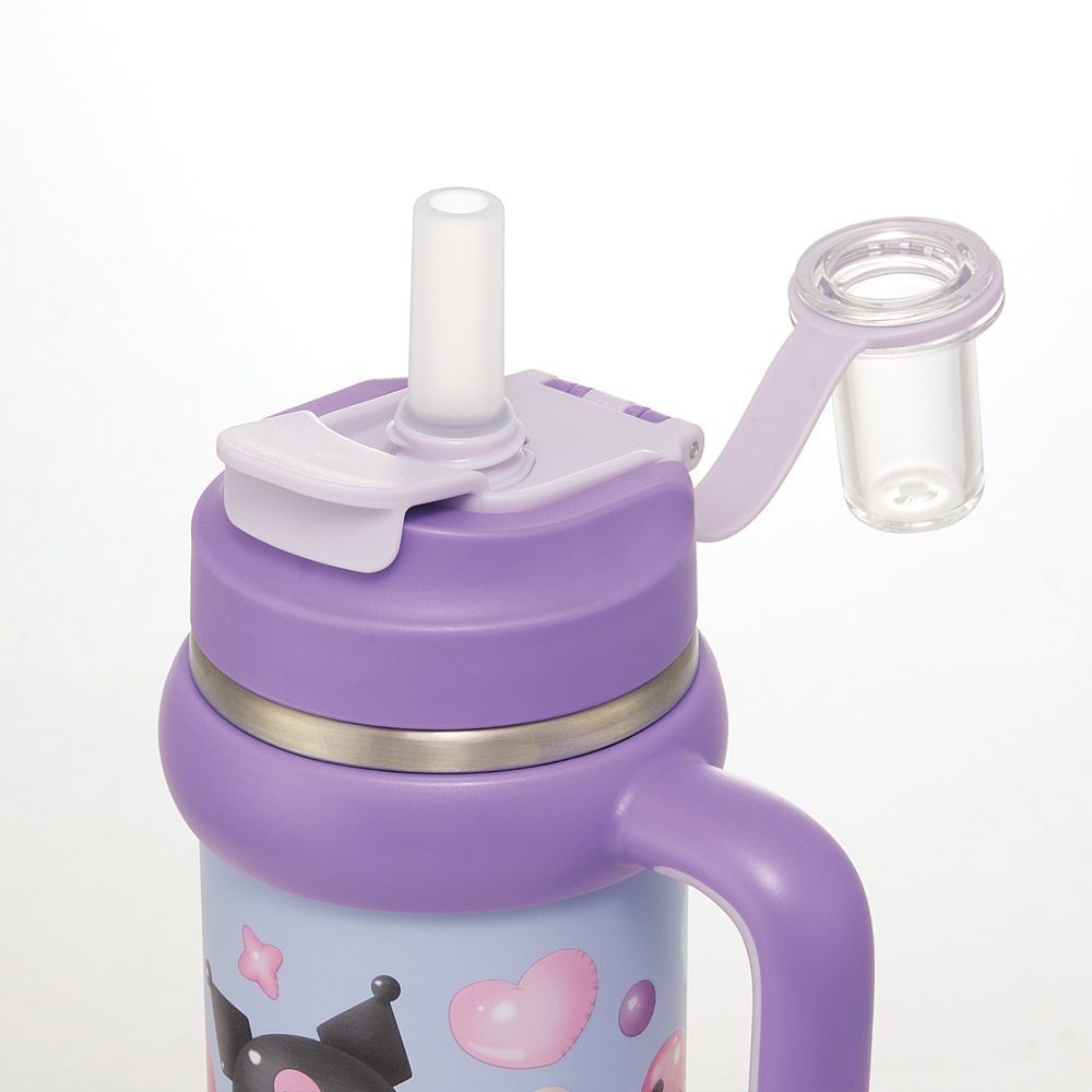 スケーター ハンドル付 タンブラー 830ml ストロー ステンレス ボトル 保温 保冷 直飲み 2WAY skater STSTB9 クロミ クロミちゃん サンリオ 女の子 女子【子供 キッズ 大人 真空二重構造 持ち手付き】