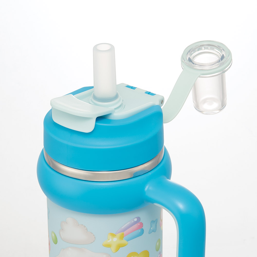 スケーター ハンドル付 タンブラー 830ml ストロー ステンレス ボトル 保温 保冷 直飲み 2WAY skater STSTB9 シナモロール シナモン サンリオ 女の子 女子【子供 キッズ 大人 真空二重構造 持ち手付き】