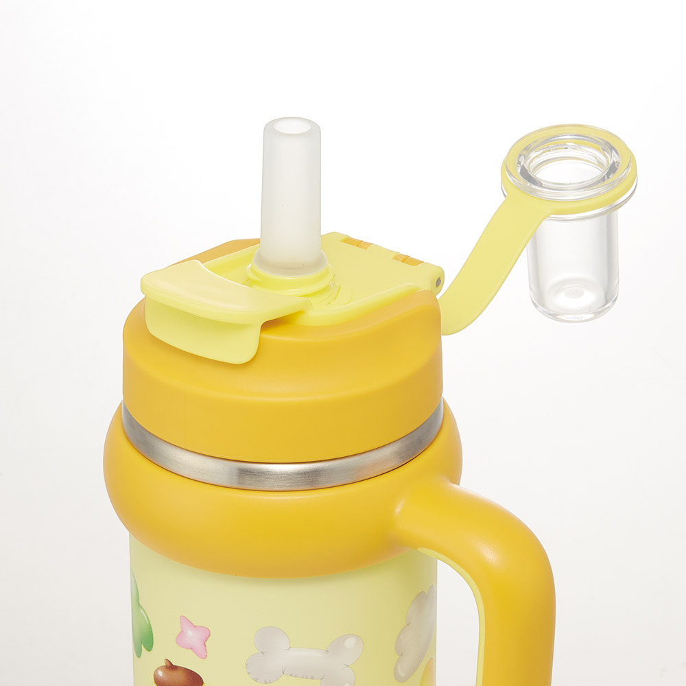 スケーター ハンドル付 タンブラー 830ml ストロー ステンレス ボトル 保温 保冷 直飲み 2WAY skater STSTB9 ポムポム プリン サンリオ 女の子 男の子 女子【子供 キッズ 大人 真空二重構造 持ち手付き】