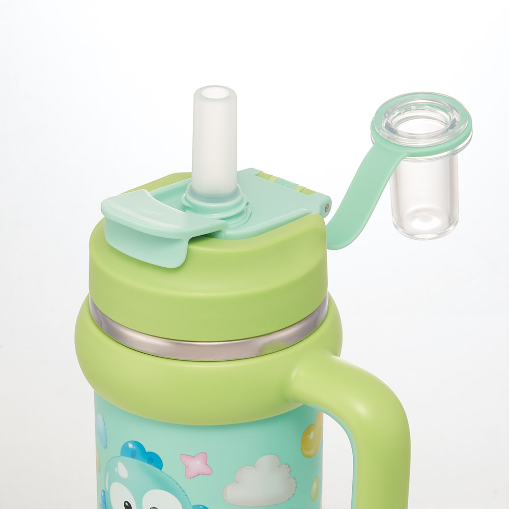 スケーター ハンドル付 タンブラー 830ml ストロー ステンレス ボトル 保温 保冷 直飲み 2WAY skater STSTB9 はんぎょどん ハンギョドン 男の子 女の子【子供 キッズ 大人 真空二重構造 持ち手付き】