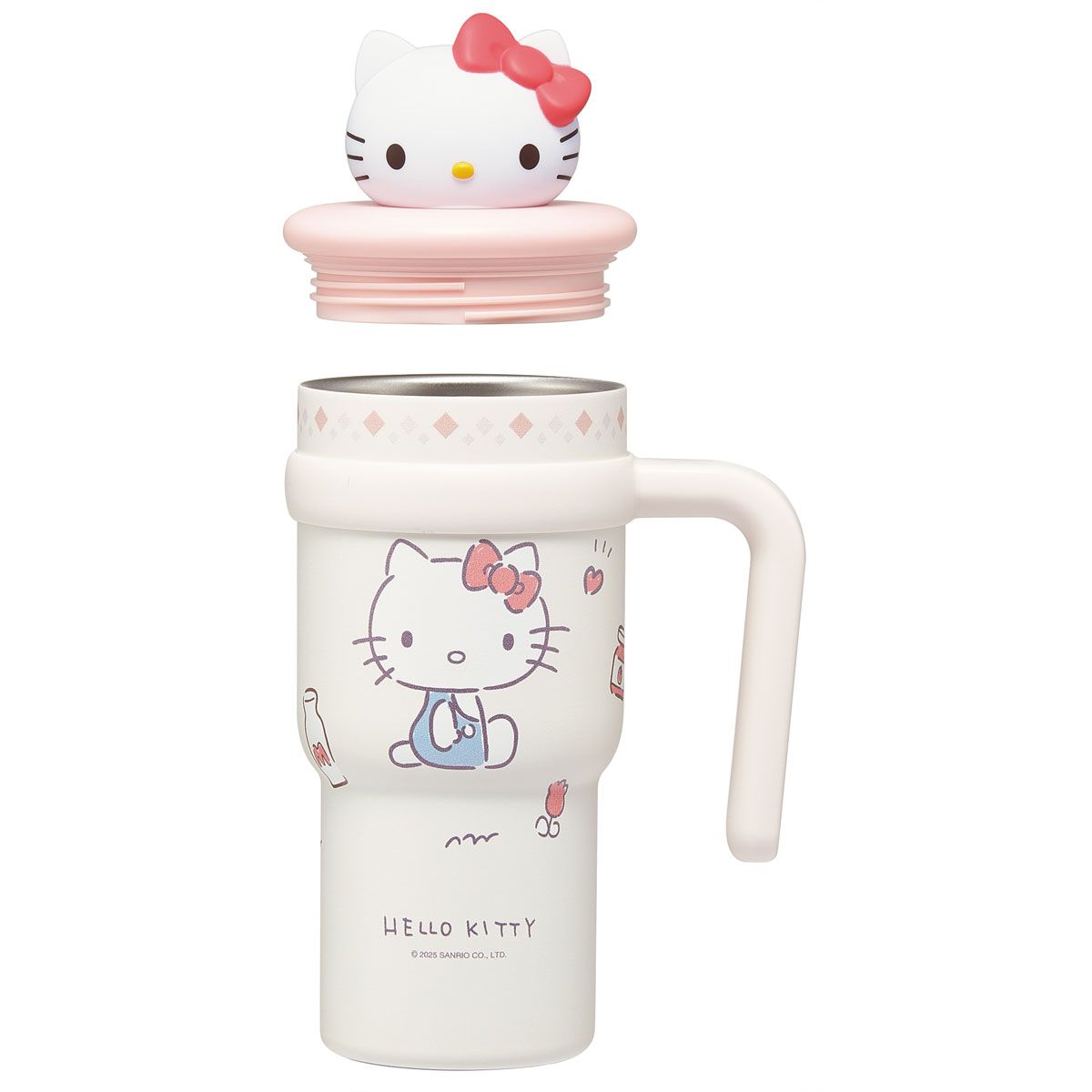 スケーター ハンドル付き ストロー タンブラー 700ml 保冷 専用 マスコット付き skater STSTBM7 キティ ハローキティ キティちゃん サンリオ 女の子【子供 キッズ 大人 真空二重構造 持ち手付き】