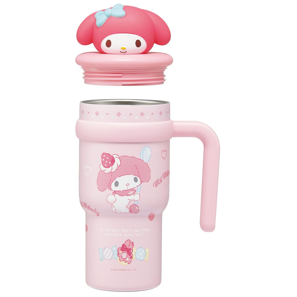 スケーター ハンドル付き ストロー タンブラー 700ml 保冷 専用 マスコット付き skater STSTBM7 マイメロディ マイメロ サンリオ 女の子 女子【子供 キッズ 大人 真空二重構造 持ち手付き】