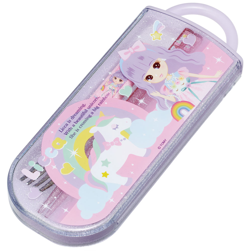 子供用 抗菌 お弁当 トリオセット 開けやすいスライド式(箸、スプーン、フォークのセット) リカちゃん23/TACC2AG_4973307622533