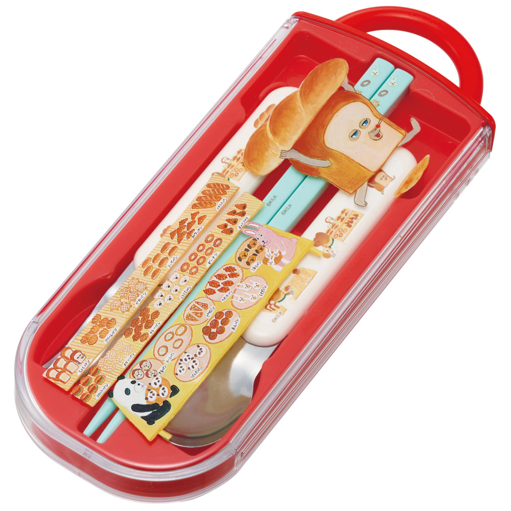 子供用 抗菌 お弁当 トリオセット 開けやすいスライド式(箸、スプーン、フォークのセット) パンどろぼう/TACC2AG_4973307646911