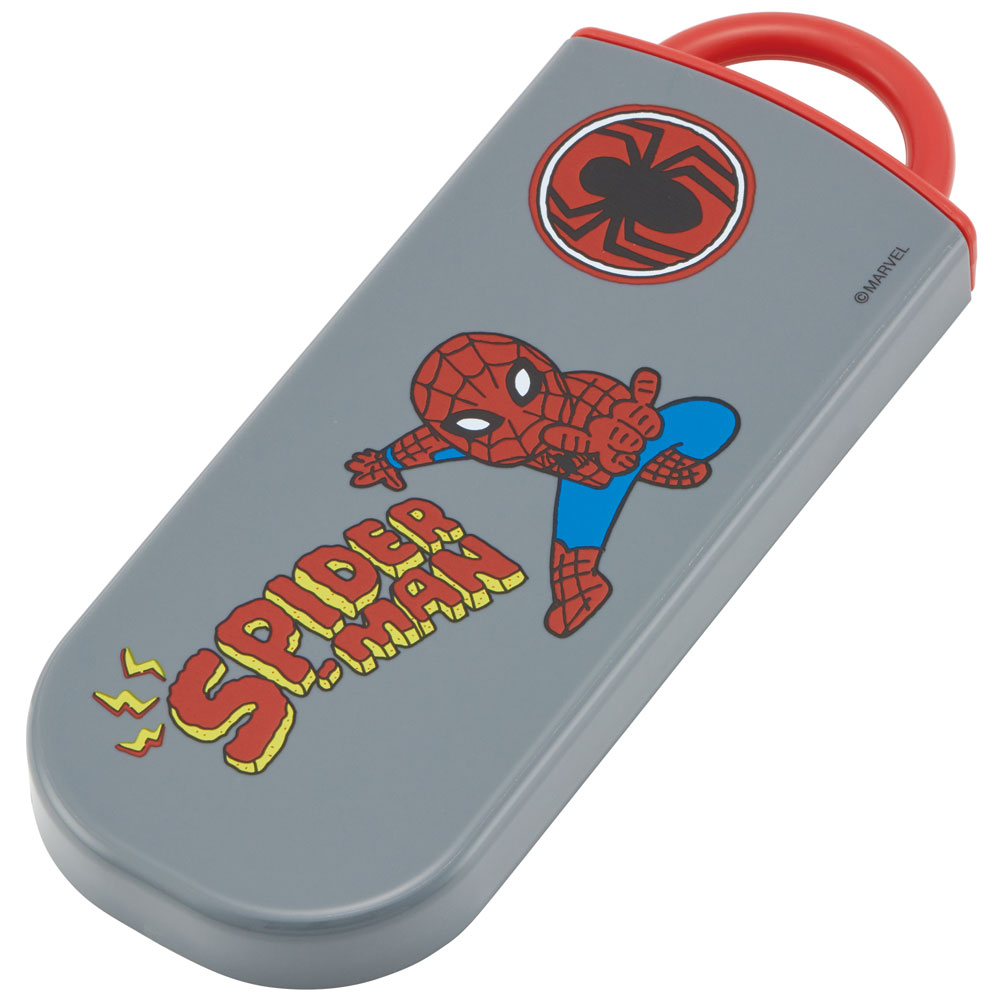 子供用 抗菌 お弁当 トリオセット 開けやすいスライド式(箸、スプーン、フォークのセット) SPIDERCOMIC/TACC2AG_4973307665899