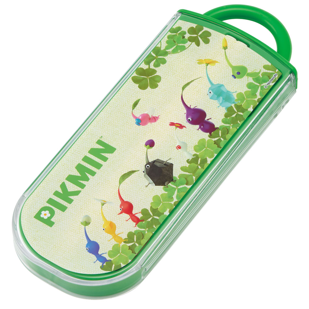 子供用 抗菌 お弁当 トリオセット 開けやすいスライド式（箸、スプーン、フォークのセット） ピクミン／TACC2AG_4973307675669