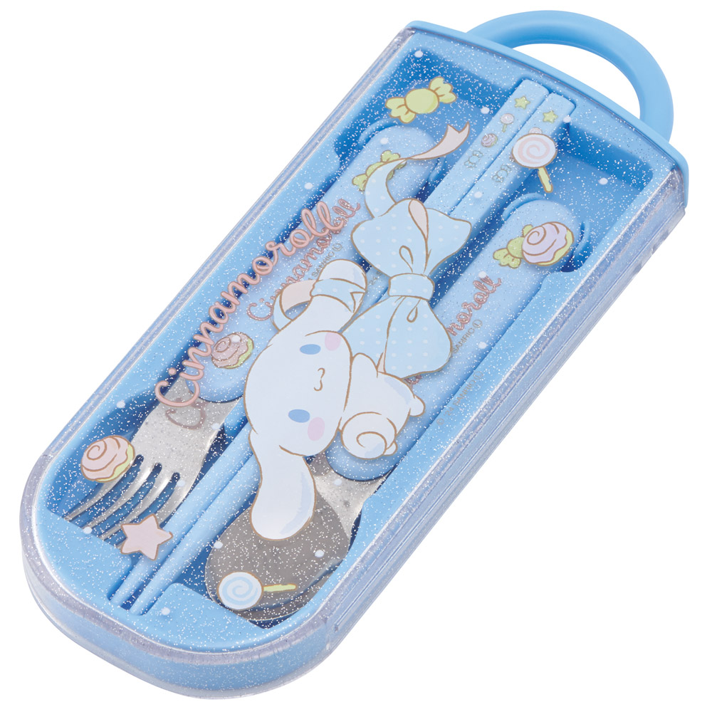 子供用 抗菌 お弁当 トリオセット 開けやすいスライド式(箸、スプーン、フォークのセット) シナモロール ビッグリボン/TACC2AG_4973307686733