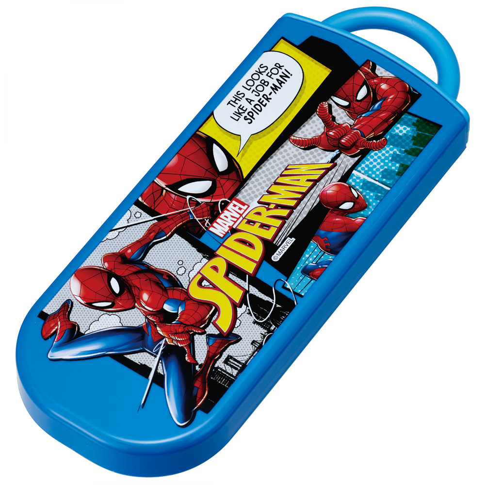 子供用 抗菌 お弁当 トリオセット 開けやすいスライド式(箸、スプーン、フォークのセット) スパイダーマン25/TACC2AG_4973307689413