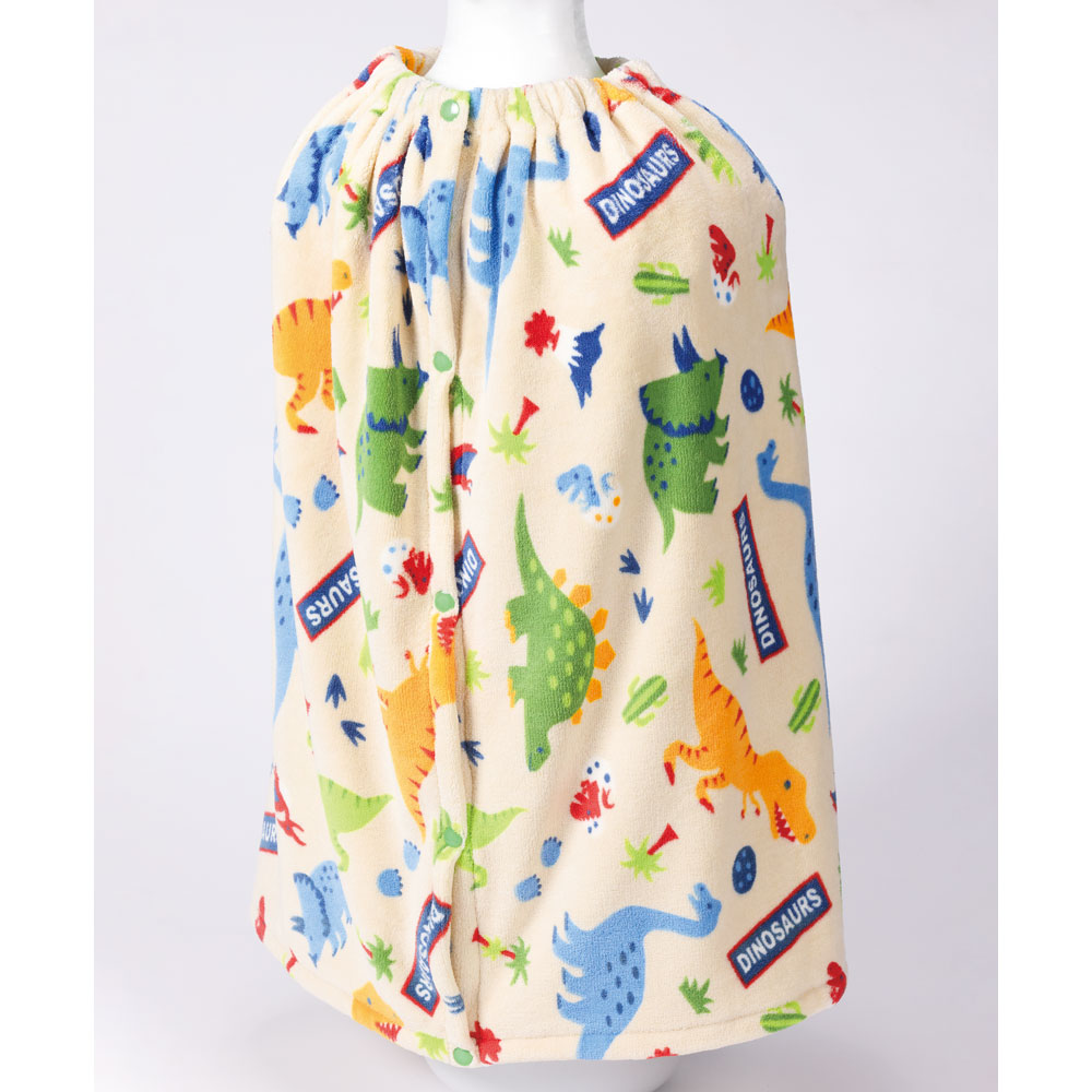 巻き タオル　ディノサウルス　吸水 速乾 キッズ 恐竜 スケーター TOP1【ラップタオルこども 子ども 子供 マイクロファイバー プール 水泳 キャラクター ティラノサウルス】