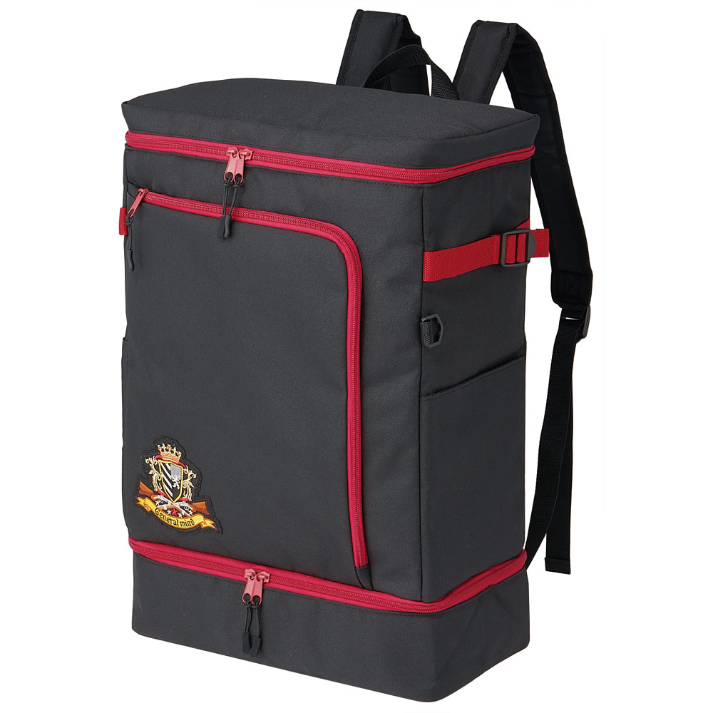 スクエアバッグ 27L 通勤 通学 バッグ かばん カバン リュック 旅行 底 靴 スケーター skater ZSQB1 エンブレム ブラック 黒【底ポケット シューズ トラベル 鞄】