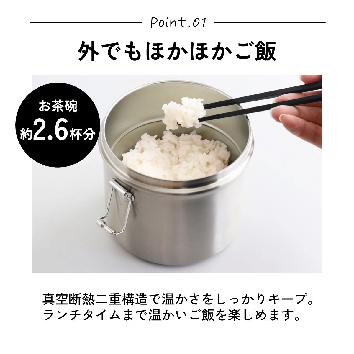 【送料無料】抗菌真空ステンレスランチジャー 840ml/2段ベーシック／STLB2AG_4973307627569