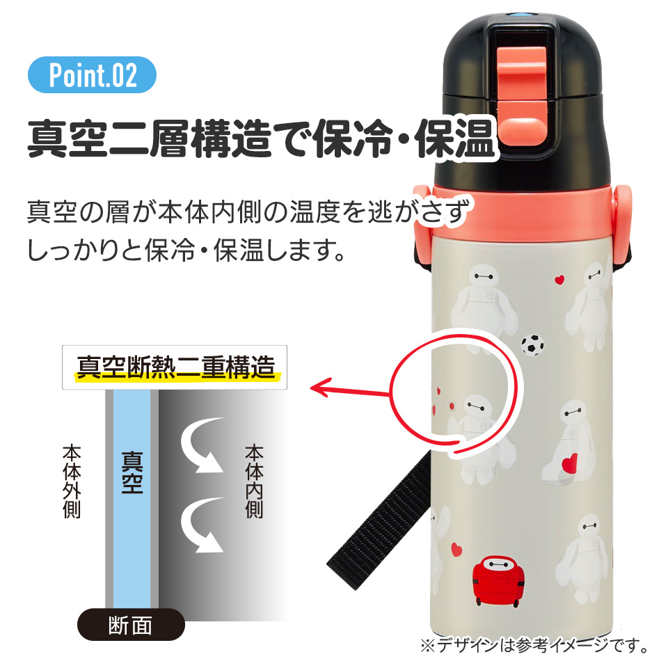 【送料無料】超軽量2WAYステンレスボトル 470ml/430mlベイマックス/SKDC4_4973307596063