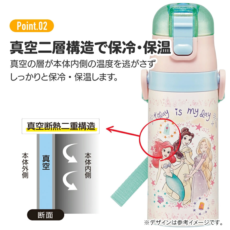 【送料無料】2WAYステンレスボトル 350ml/420mlプリンセス23/SKDC3_4973307628498