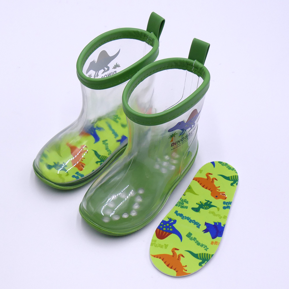 透明 レインブーツ 長靴 15cm 子供 かわいい クリア キッズ 雨具 レイングッズ スケーター skater RIBTCL15 ディノサウルス 恐竜 ダイナソー 男の子 男子
