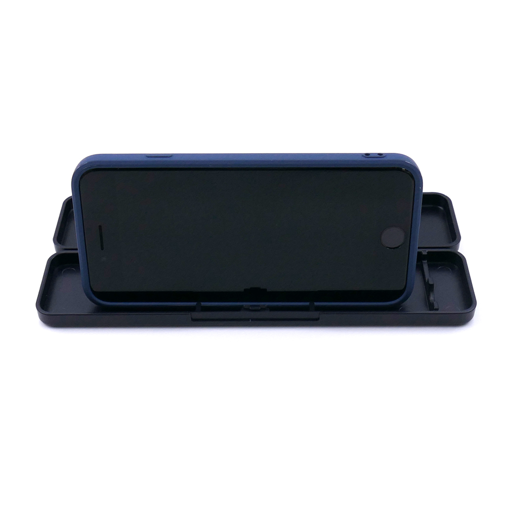 スマホスタンドにもなる音が鳴らないコンビセット(箸・スプーン) 箸18cm ブラック/CCS3SASS_4973307716997