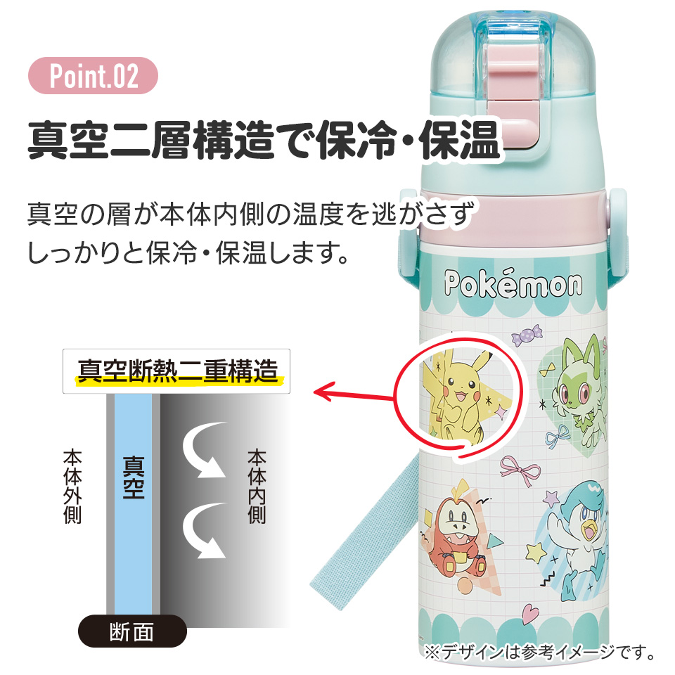 【送料無料】超軽量 直飲み コップ飲み兼用 2WAYステンレスボトル 470ml/430ml ポケモン ポッピング/SKDC4_4973307687228