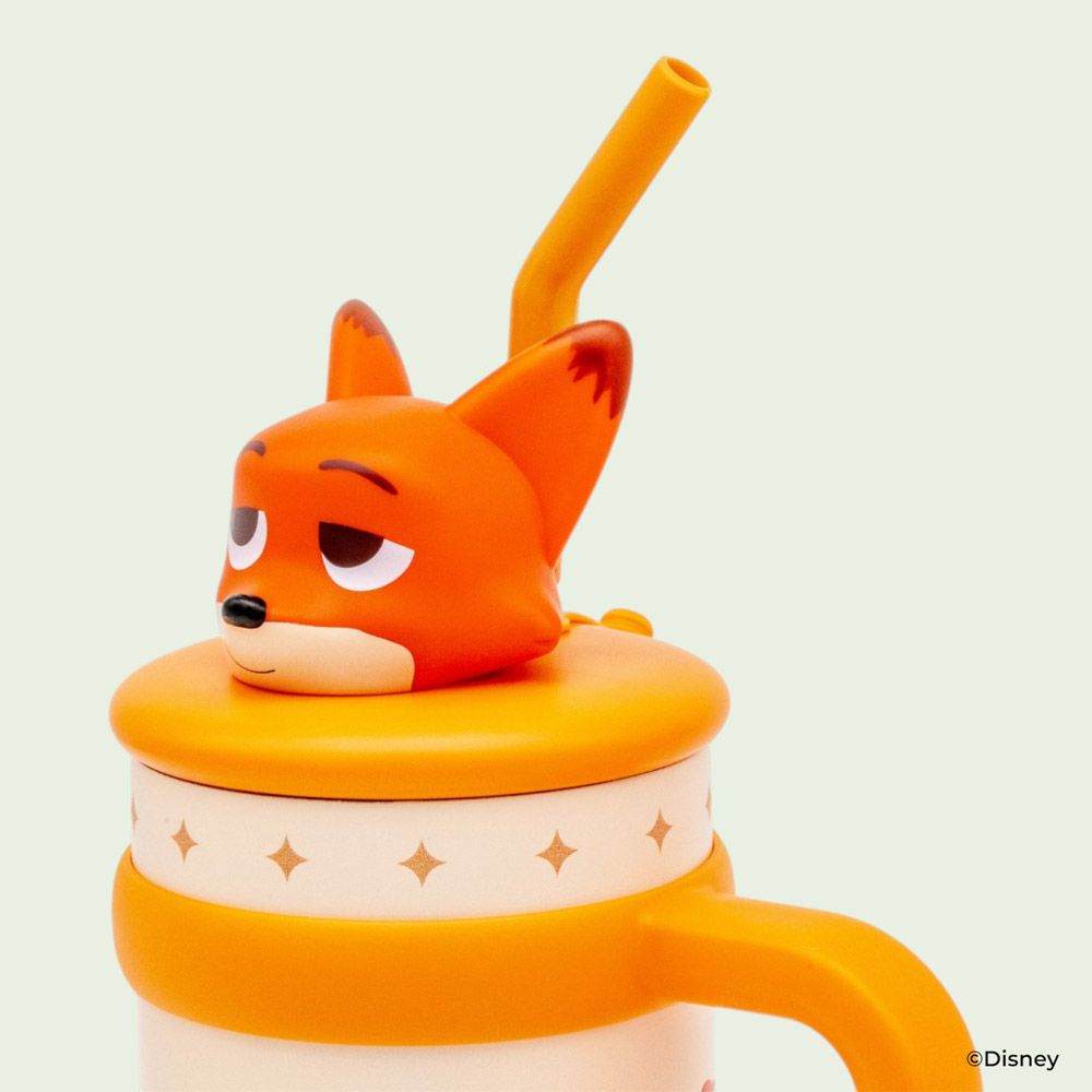 スケーター ハンドル付き ストロー タンブラー 700ml 保冷 専用 マスコット付き skater STSTBM7 ズートピア ニック ディズニー【子供 キッズ 大人 真空二重構造 持ち手付き】
