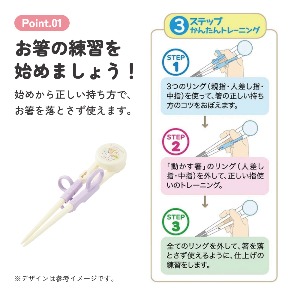 デラックストレーニング箸 右利き用 すみっコぐらし　うさぎのおにわ／ADXT1_4973307590764