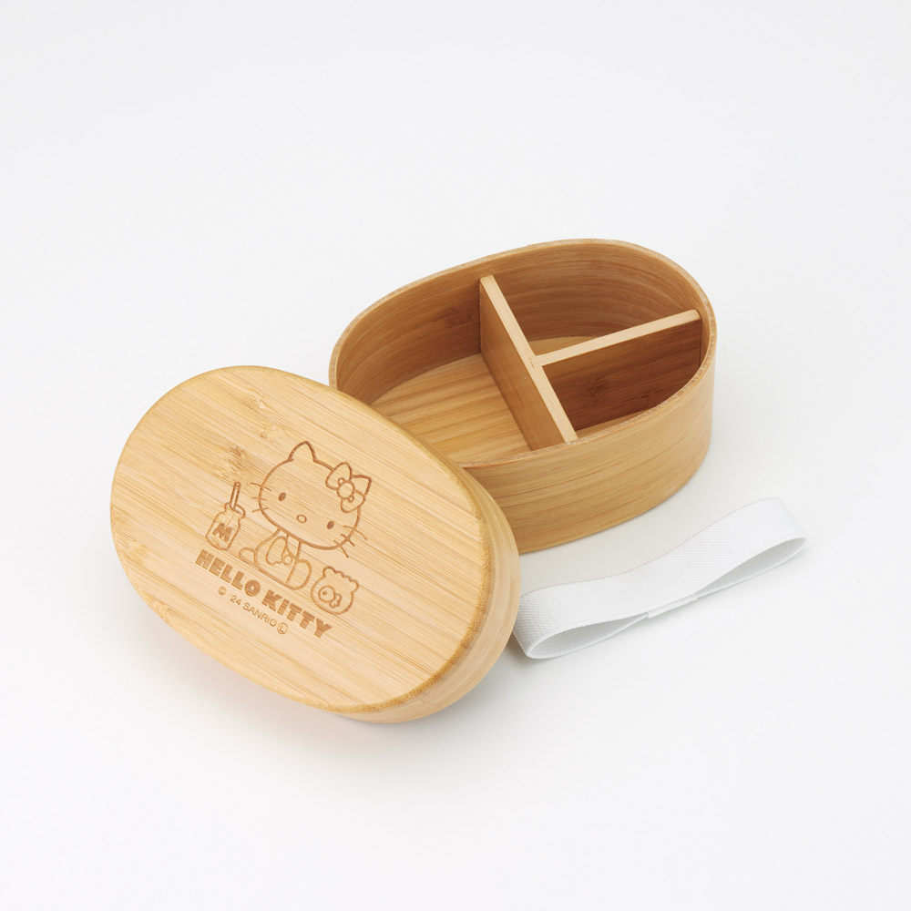 竹製 ランチ ボックス 400ml 弁当箱 1段 一段 和風 シンプル 小判型 仕切り付 スケーター skater BWLB4 キティ ハローキティ キティちゃん 女の子