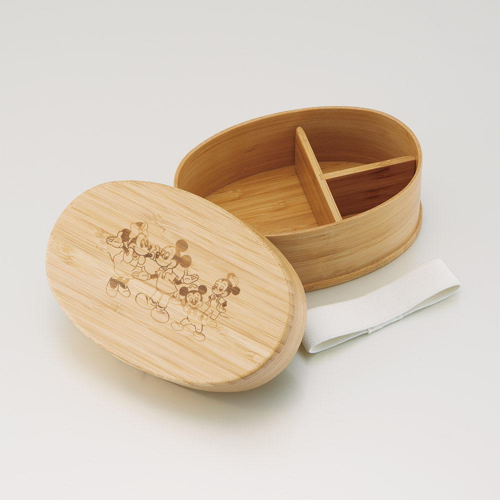 竹製 ランチ ボックス 600ml 弁当箱 1段 一段 和風 シンプル 小判型 仕切り付 スケーター skater BWLB6 ミッキーマウス ミッキー Mickey 男の子 女の子