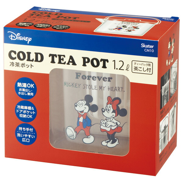 ティーバッグ用茶こし付 冷茶ポット[1.2L]●ミッキー＆ミニー●//冷水筒 ウォーターポット ピッチャー 常備保存用ポット 水分補給 持ち手付き 洗いやすい 熱湯OK ディズニー Disney ミッキー＆フレンズ コミック// スケーター