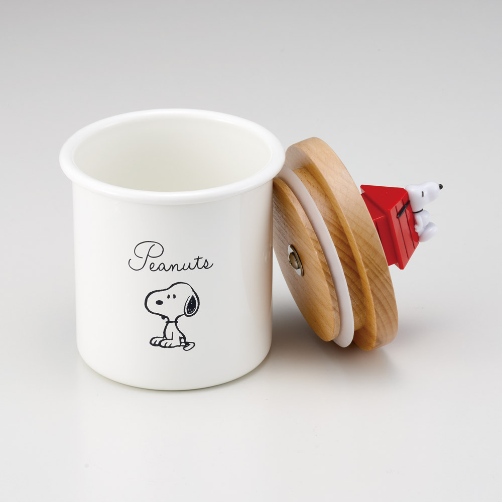 マスコット 付き キャニスター ホーロー 木蓋 750ml 保存容器ホウロウ ほうろう スケーター skater ENC8D スヌーピー SNOOPY ピーナッツ 女性 レディース