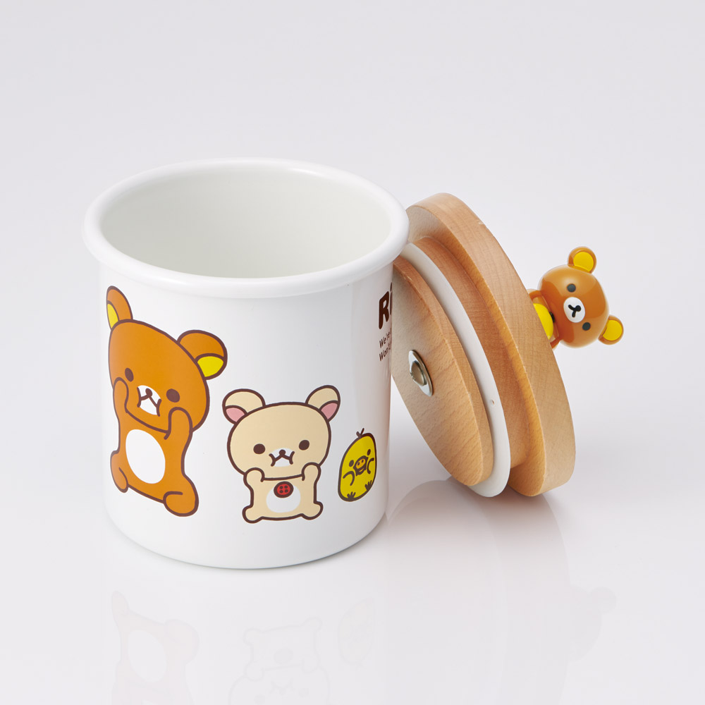 マスコット付き キャニスター ホーロー 琺瑯 木 蓋 750ml 保存容器 キャラクター skater スケーター ENC8D リラックマ Rilakkuma 女の子 女性 レディース