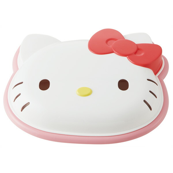 【送料無料】フタ付きランチプレート●ハローキティ おやつタイム●//食器 モーニングプレート ワンプレート ランチ皿 仕切り皿 こども 子供 子ども 子供食器 食事 ご飯 プレート ダイカット 顔型 ふた付き かわいい キャラクター キティちゃん スケーター