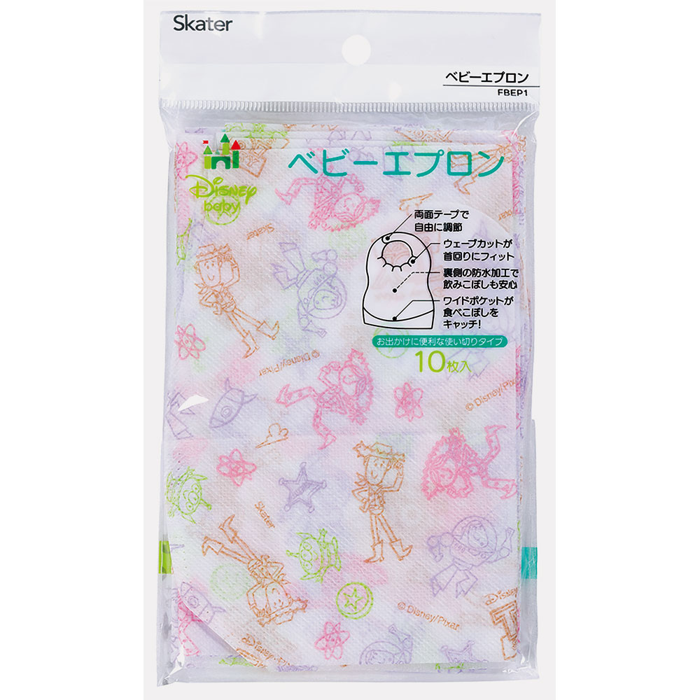【メール便対象品】 スケーター 不織布ベビーエプロン[10枚入]●トイストーリー●//ベビー用品 ベビーグッズ 食事 ごはん 食べこぼし 汚れ防止 携帯 お出かけ 薄手 使い捨て 軽量 ディズニー//