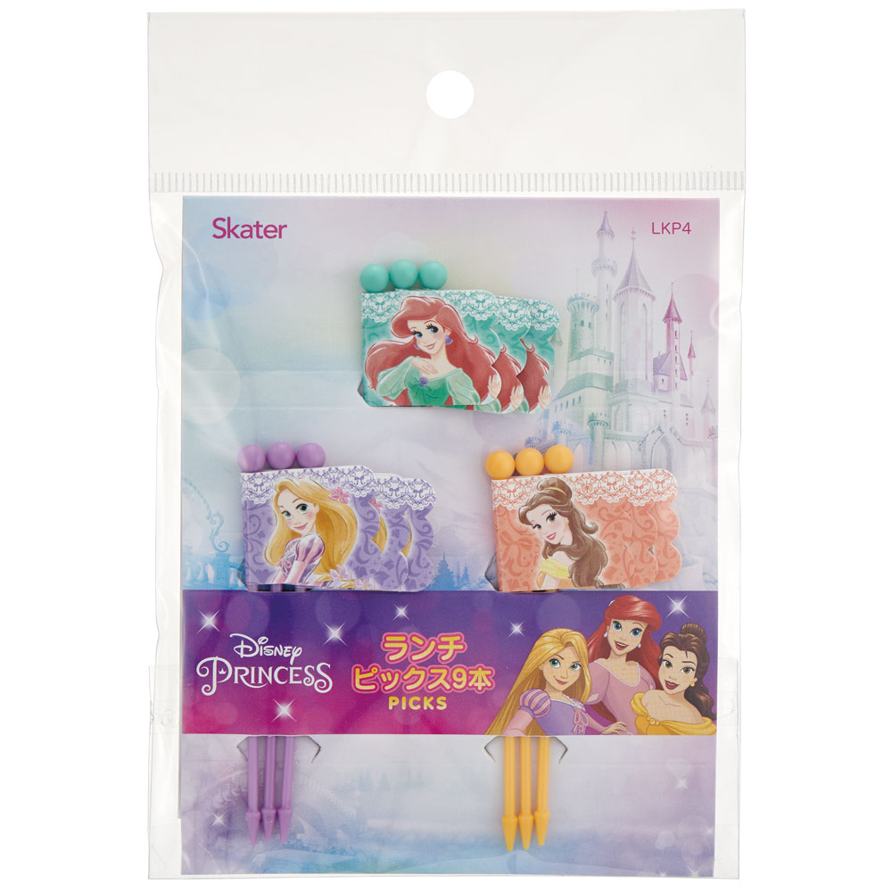 【メール便対象品】 ランチ ピックス 9本入 [3柄×3本入]　プリンセス 22　// ピック 串 旗 フラッグ 彩り お弁当 デコ ランチ 小物 グッズ キャラクター アリエル  ベル ラプンツェル ディズニー Disney LKP4 4973307568831 スケーター