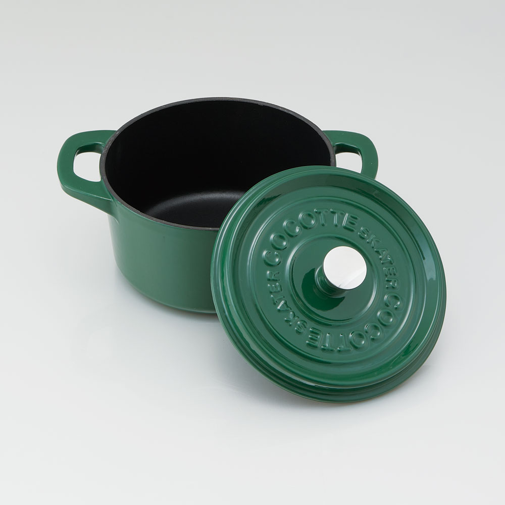 【送料無料】IH対応 ココット鍋 20cm 鍋 なべ 鋳鉄 両手鍋 調理 料理 調理器具 スケーター skater INCT20N リーフグリーン 緑 みどり グリーン