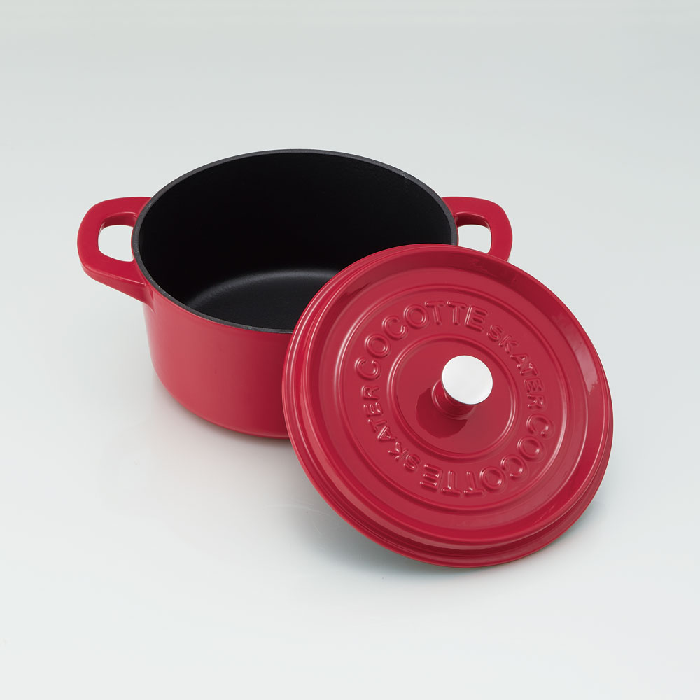 【送料無料】IH対応 ココット鍋 24cm 鍋 なべ 鋳鉄 両手鍋 調理 料理 調理器具 スケーター skater INCT24 パプリカレッド 赤 あか レッド