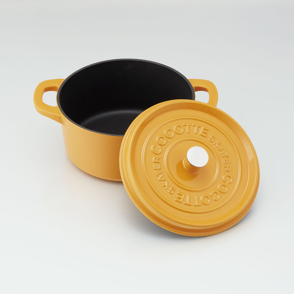 【送料無料】IH対応 ココット鍋 24cm 鍋 なべ 鋳鉄 両手鍋 調理 料理 調理器具 スケーター skater INCT24 パンプキンイエロー 黄色 イエロー